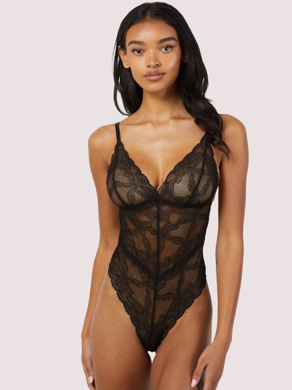 Wolf & Whistle After Dark Sienna Black Lace Bodysuit Teddy Thong Size XL 12 NWT